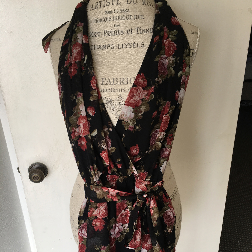 Backless Halter Tobi Romper with Tie